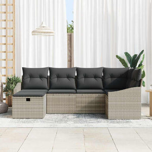 vidaXL Salon de jardin avec coussins 6 pcs Gris clair et gris Résine tressée