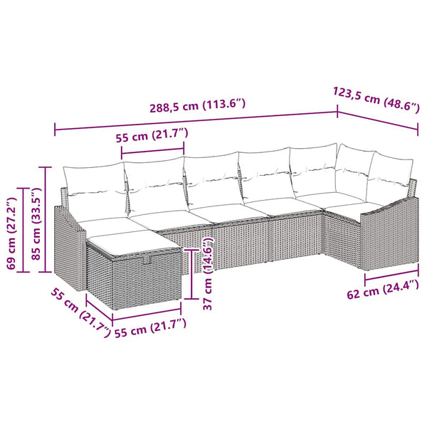 Poly Rattan Sofa Set mit Kissen & Stauraum