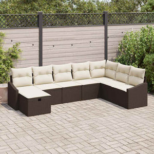 vidaXL Salon de jardin avec coussins et rangements 8 pcs Résine tressée