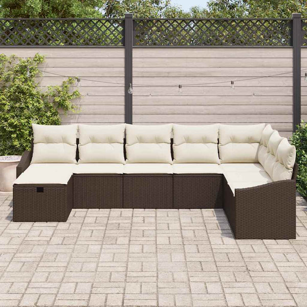 vidaXL Salon de jardin avec coussins et rangements 8 pcs Résine tressée