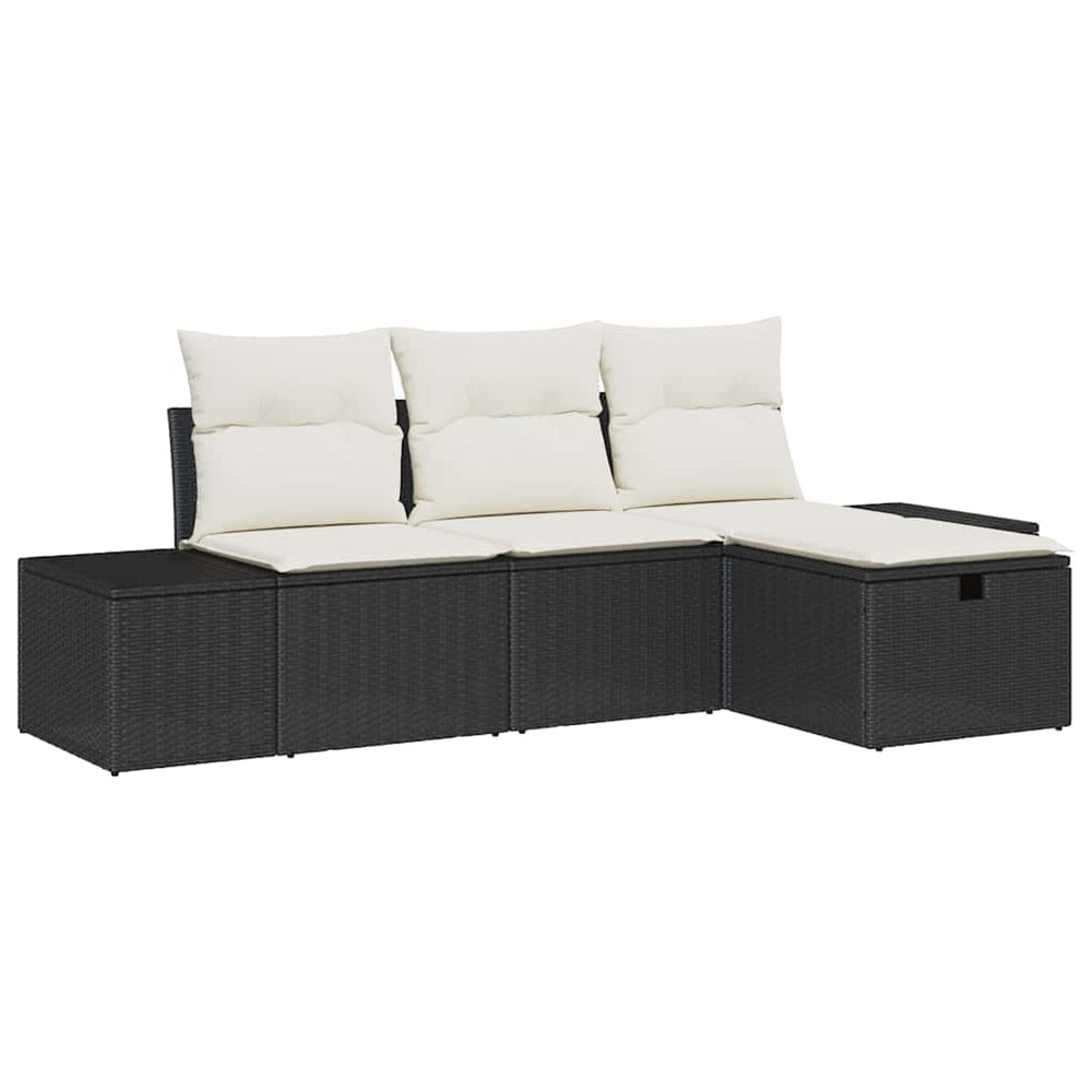 vidaXL Ensemble de canapés de jardin avec coussins 4 pcs Noir Résine tressée