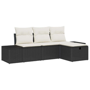 Garten Sofa Set Schwarz Poly Rattan 4-teilig