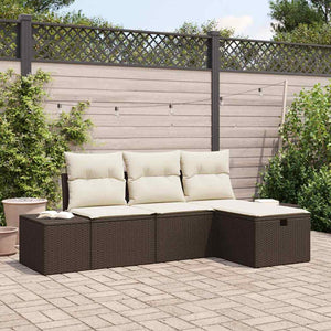 Garten Sofa Set Braun Poly Rattan 4-teilig