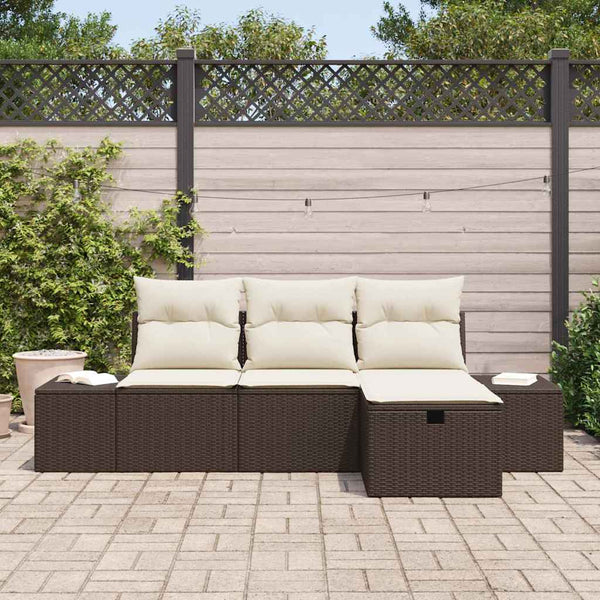 Garten Sofa Set Braun Poly Rattan 4-teilig