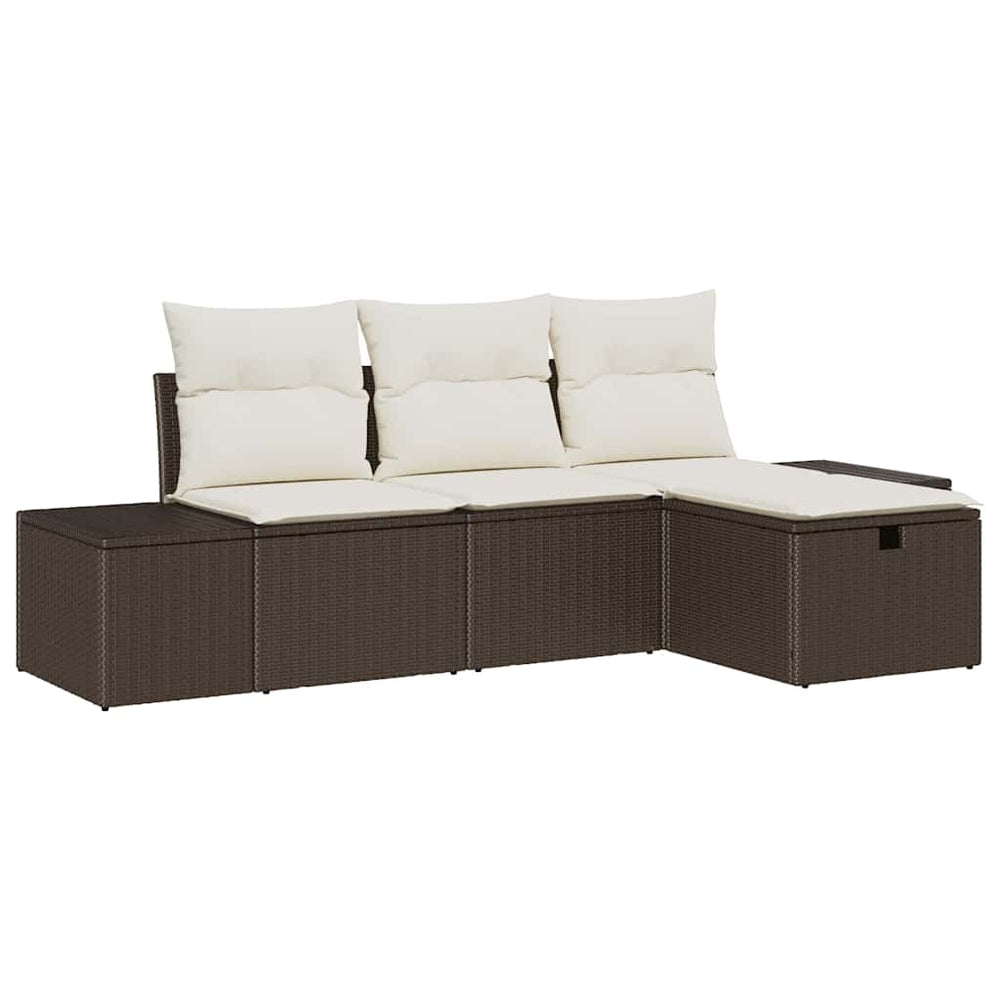 vidaXL Salon de jardin avec coussins 4 pcs Marron Résine tressée