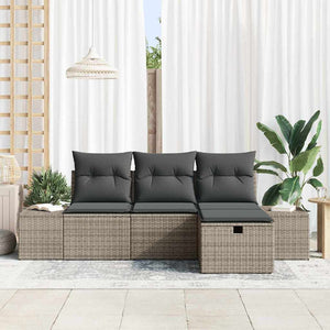 vidaXL Ensemble de canapés de jardin avec coussins 4 pcs Gris résine tressée