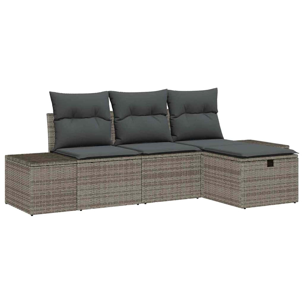 vidaXL Ensemble de canapés de jardin avec coussins 4 pcs Gris résine tressée