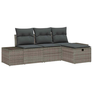 vidaXL Ensemble de canapés de jardin avec coussins 4 pcs Gris résine tressée