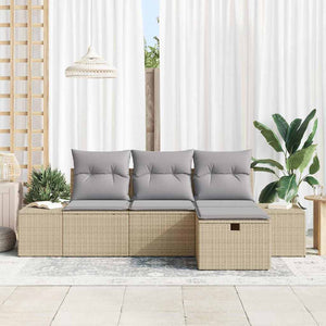 vidaXL Ensemble de canapés de jardin avec coussins 4 pcs Beige Rotin PE