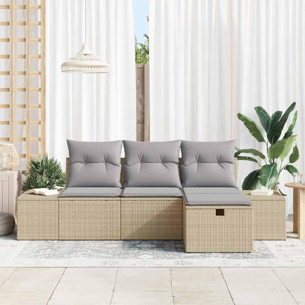 vidaXL Ensemble de canapés de jardin avec coussins 4 pcs Beige Rotin PE