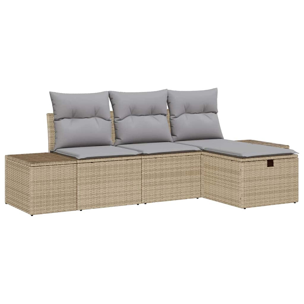 vidaXL Ensemble de canapés de jardin avec coussins 4 pcs Beige Rotin PE