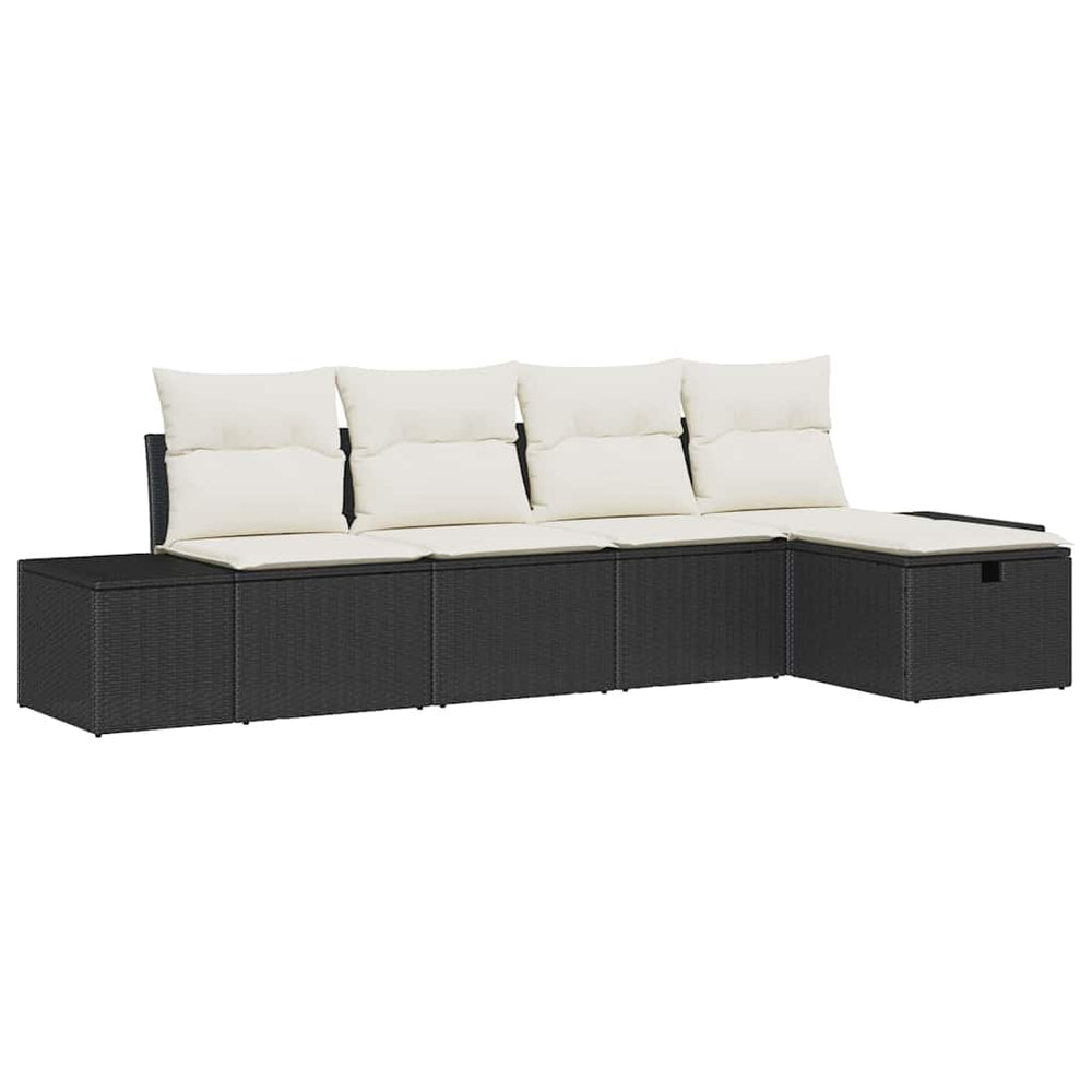 vidaXL Ensemble de canapés de jardin avec coussins 5 pcs Poly-rotin