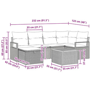 vidaXL Salon de jardin avec coussins et rangement 7 pcs Beige résine tressée