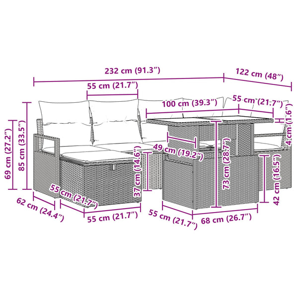 Gartensofa Set mit Kissen & Stauraum