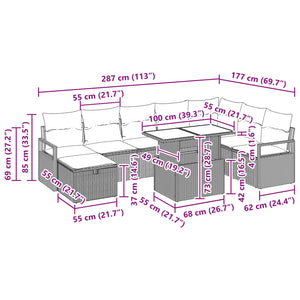 Poly Rattan Gartensofa Set mit Kissen