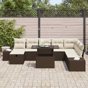Garten Sofa Set Braun Poly Rattan 11-teilig