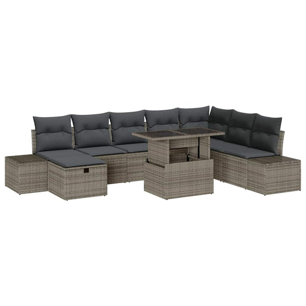 Garten Sofa Set Grau Poly Rattan 11-teilig