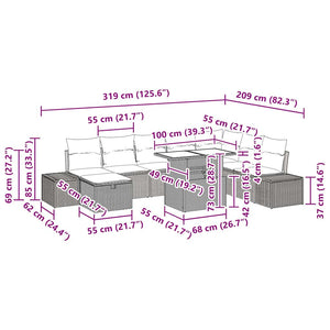 Garten Sofa Set Grau Poly Rattan 11-teilig