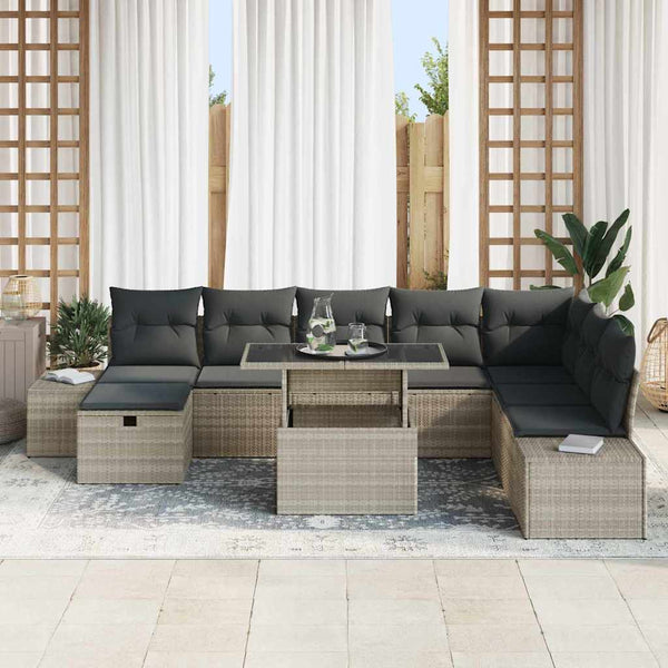 Garten Sofa Set Hellgrau 11-teilig