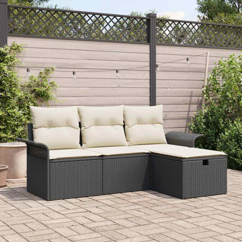 Gartensofa Set Poly Rattan mit Kissen & Stauraum
