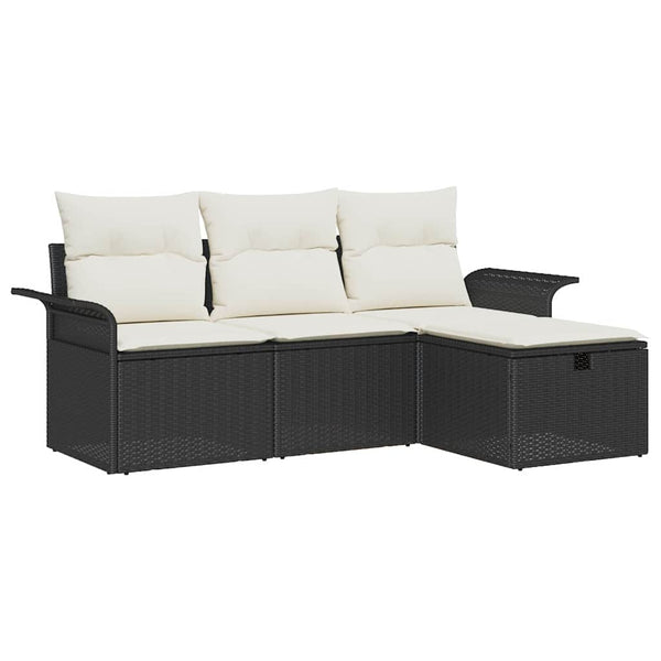 Gartensofa Set Poly Rattan mit Kissen & Stauraum