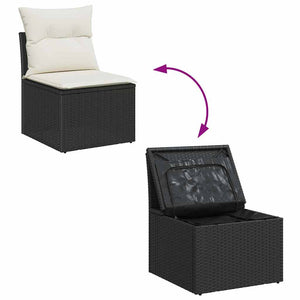 Gartensofa Set Poly Rattan mit Kissen & Stauraum
