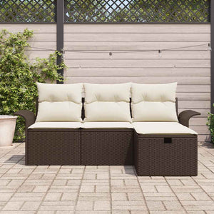vidaXL Ensemble de canapés de jardin avec coussins et espace de rangement 4 pcs Marron Résine tressée