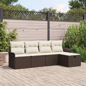 Gartenmöbel Set Braun Poly Rattan mit Kissen
