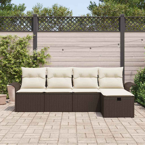 Gartenmöbel Set Braun Poly Rattan mit Kissen