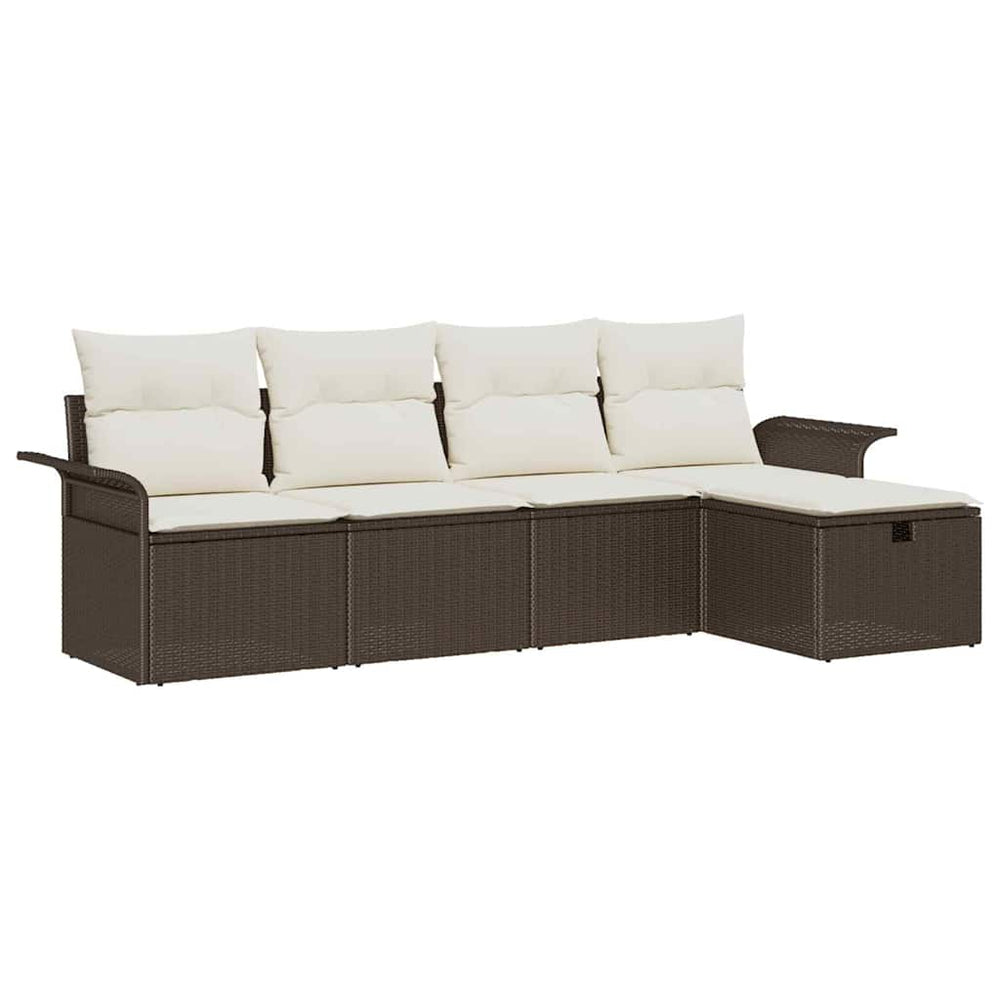 vidaXL Ensemble de canapés de jardin avec coussins et rangements 5 pcs Rotin synthétique Marron