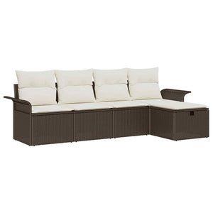 Gartenmöbel Set Braun Poly Rattan mit Kissen