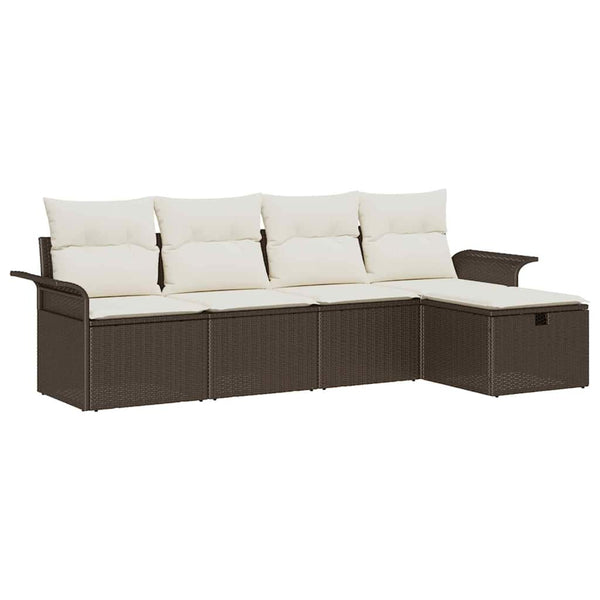 Gartenmöbel Set Braun Poly Rattan mit Kissen