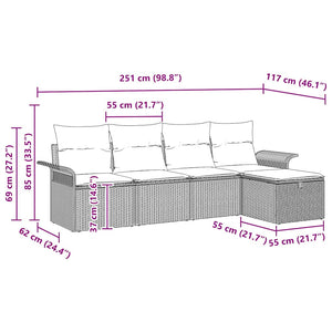 Gartenmöbel Set Braun Poly Rattan mit Kissen
