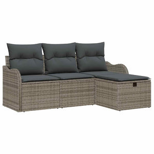 vidaXL Salon de jardin avec coussins et rangement 4 pcs Gris résine tressée