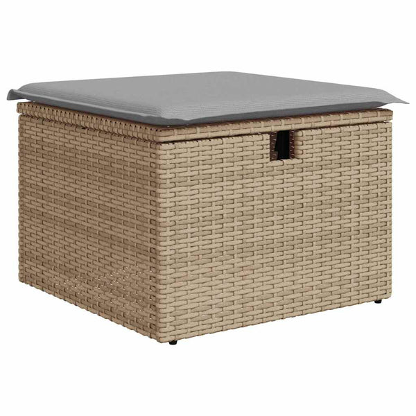 vidaXL Salon de jardin 4 pcs avec coussins et espace de rangement poly rotin beige