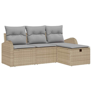 vidaXL Ensemble de canapés de jardin avec coussins et rangements 4 pcs Rotin synthétique Beige