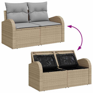vidaXL Ensemble de canapés de jardin avec coussins et rangements 4 pcs Rotin synthétique Beige