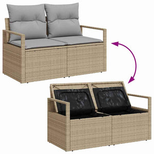 Gartensofa Set Poly Rattan mit Kissen