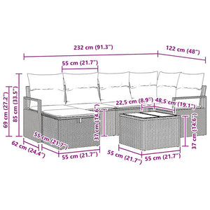 Gartensofa Set Poly Rattan mit Kissen