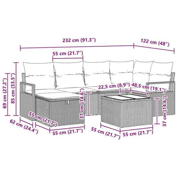 Gartensofa Set Poly Rattan mit Kissen