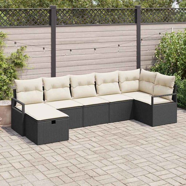 Poly Rattan Sofa Set mit Kissen, 7-teilig