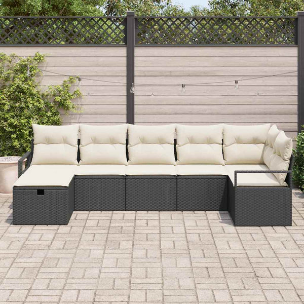 Poly Rattan Sofa Set mit Kissen, 7-teilig