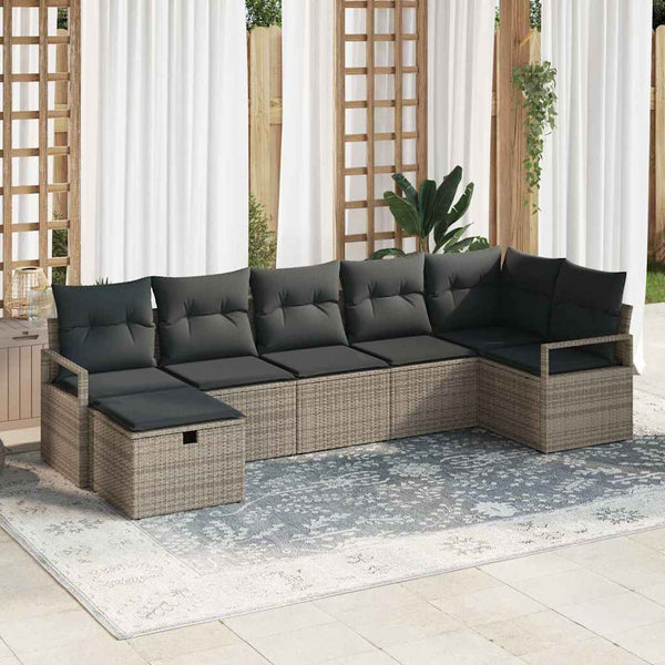 vidaXL Ensemble de canapés avec coussins 5 pcs Résine tressée