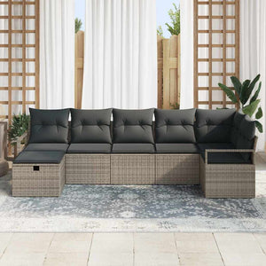 vidaXL Ensemble de canapés avec coussins 5 pcs Résine tressée