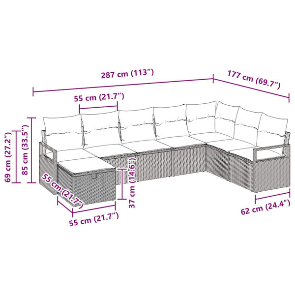 Poly Rattan Sofa Set mit Kissen