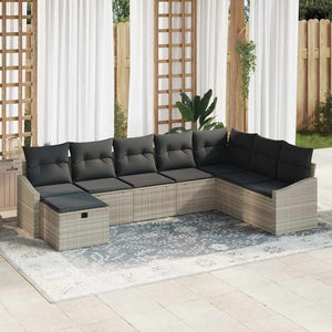 vidaXL Salon de jardin avec coussins 9 pcs Résine tressée