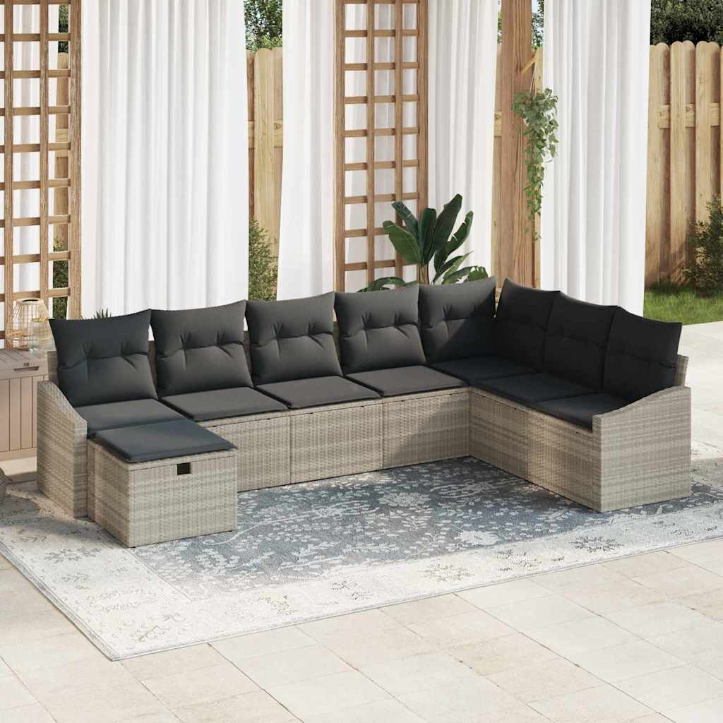 vidaXL Salon de jardin avec coussins 9 pcs Résine tressée