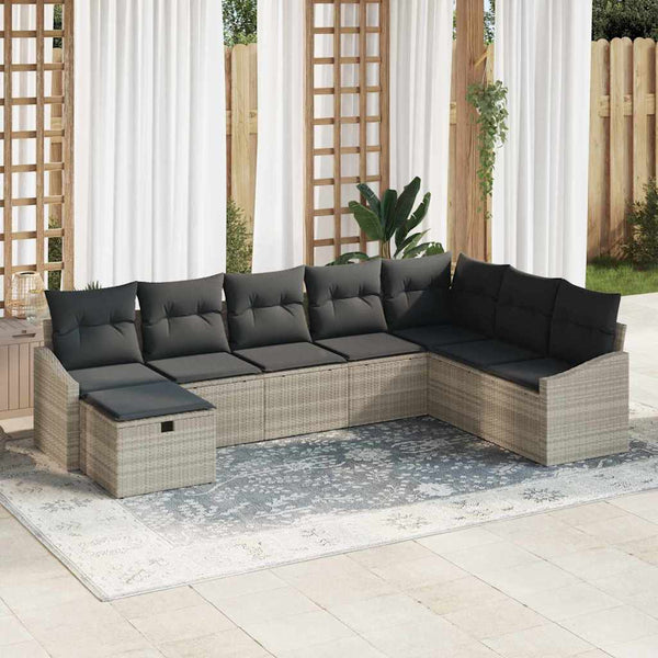 vidaXL Salon de jardin avec coussins 9 pcs Résine tressée