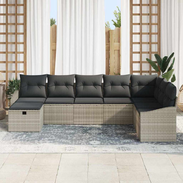 vidaXL Salon de jardin avec coussins 9 pcs Résine tressée