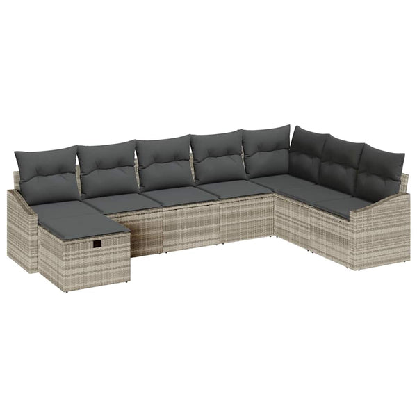 vidaXL Salon de jardin avec coussins 9 pcs Résine tressée
